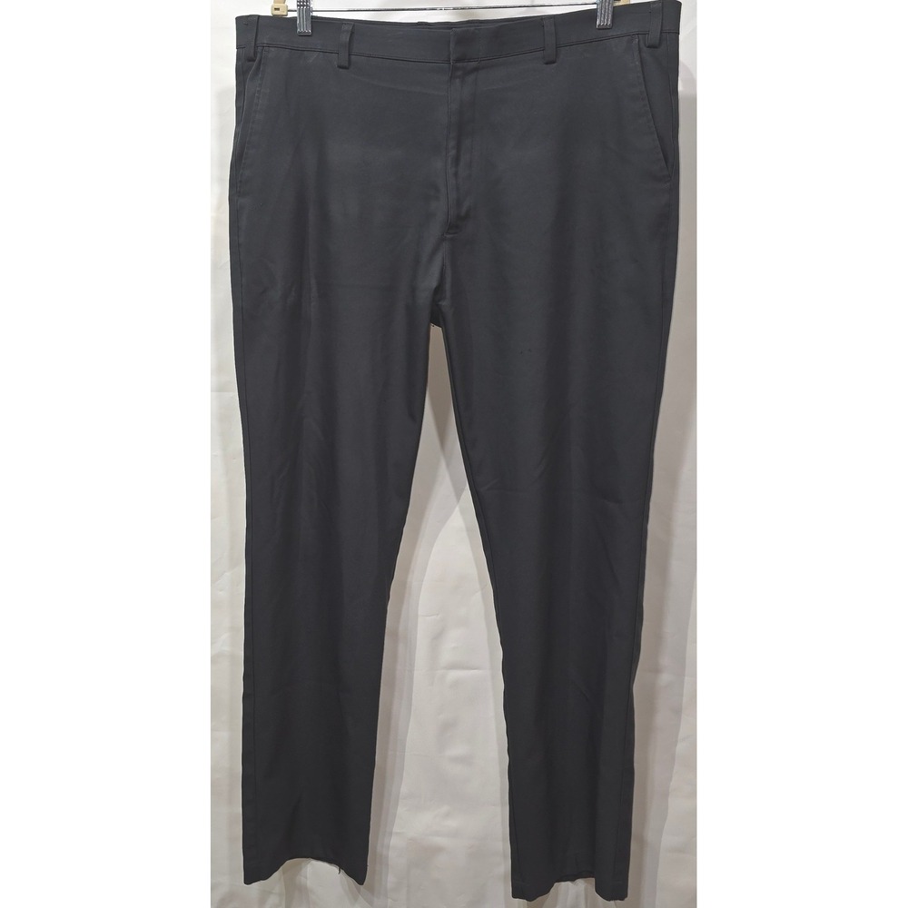 oobe Mens Gray Flat Front Dress Pants Straight Leg Trousers 40Wx34L 100% Polyest
